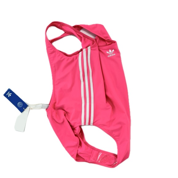 Adidas Adicolor 3-Stripes One-Piece Swimsuit Lucid Pink/White Size 16, NWT - Picture 10 of 16